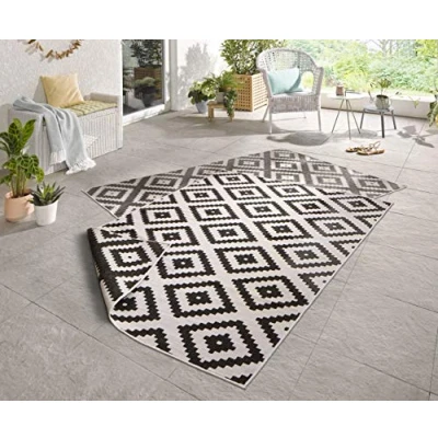 Imagen de bougari Malta Reversible y Exterior para en Alfombra Negro/Crema 80 x 150