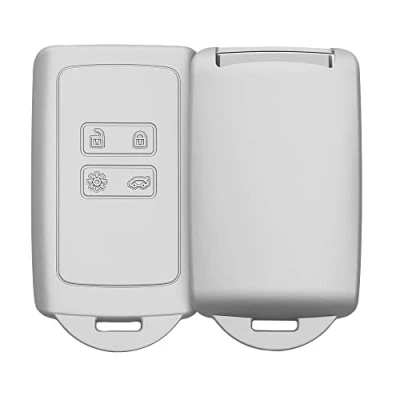 Imagen de kwmobile Funda de Silicona Compatible con Renault Llave Coche Smart Key 4 Botones (Solo Keyless Go) Carcasa Protectora para Llavero Case Mando Auto Plata