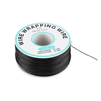 Imagen de wire wrapping + Alambre de envoltura cobre esta?ado, 0.25mm Breadboard 30AWG Cable 250M Negro para prueba electr¨®nica