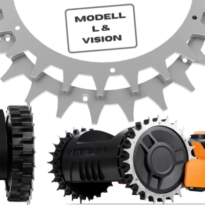 Imagen de ROBO CLAWS Worx L &amp; Vision Puntas de acero inoxidable para robot cortacésped (3 mm grosor, desbarbadas, 16 tornillos inoxidable, 235 mm)