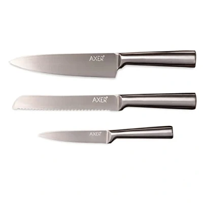 Imagen de Axer Juego de Cuchillos Cocina 3 Piezas Set Profesional Acero Inoxidable Ergonómico Knife