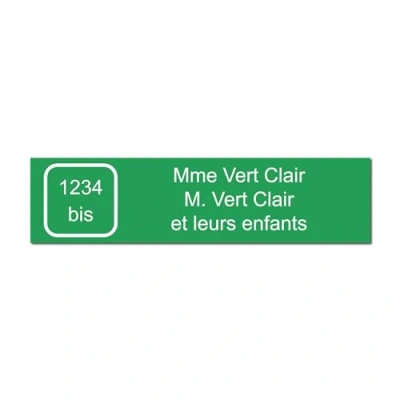 Imagen de Placa grabada para nombre y número buzón autoadhesivo, 10 x 2,5 cm, personalizada, 1 a 3 líneas, color verde claro