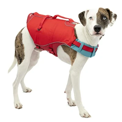 Imagen de Kurgo Surf n&#039; Turf Chaleco Salvavidas para Perros, Flotador Nadar, Reflectante, Ajustable Rojo, M