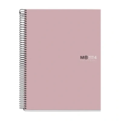 Imagen de Miquelrius Cuaderno Notebook A4 The Original Colors, 120 Hojas de 90 g/m² y 4 Franjas Colores, Rayado Cuadrícula 5 mm, Taladros, Tapa Dura Cartón Plastificado, Color Arena