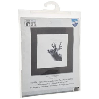 Imagen de VERVACO Vevaco Kits De Punto Cruz Contado Cuadros Decoracion DIY Creativo Kit Ciervo RUGIENDO Manualidades Arte Pared Bordar Principiantes Regalo ca. 17 x cm Cross Stitch Embroidery