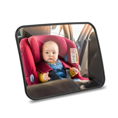 Imagen de AiQInu Espejo Coche Bebé, Irrompible para Silla Trasera de Bebé Inastillable Bebe, 100% a Prueba Roturas Negro