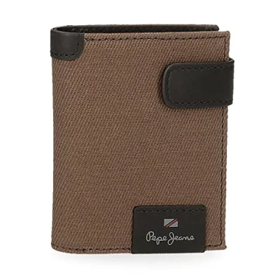 Imagen de Pepe Jeans Hilltop Cartera vertical con cierre de clic Marrón 8,5x10,5x1 cms Piel
