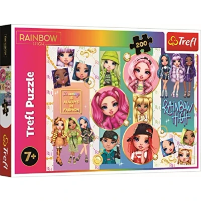 Imagen de Trefl 200 Elementos Rompecabezas Colorido con Personajes de Cuentos Rainbow High, Entretenimiento Creativo, Diversión para niños a Partir 7 años Puzzle, Color Amistad (13289)