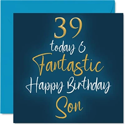 Imagen de Fantásticas tarjetas de cumpleaños 39 para hijo Today &amp; Fantastic Tarjeta feliz mamá o papá, regalos hijo, felicitación