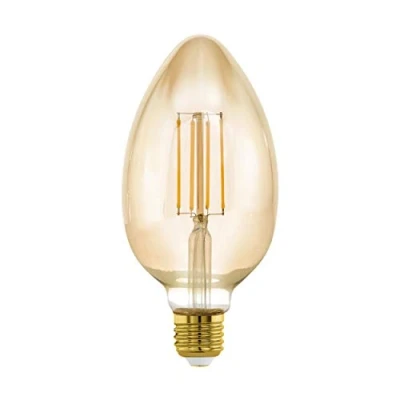 Imagen de Eglo LED E27 regulable, bombilla vintage ámbar grande, luminaria en forma de vela, 4,5 vatios (equivalente a 40 vatios), 470 lúmenes, blanco cálido, 2200k, B80, Ø 8 cm
