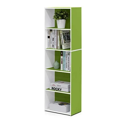 Imagen de Furinno 11055 Estantería, Madera, White/Green, 5 Compartimentos