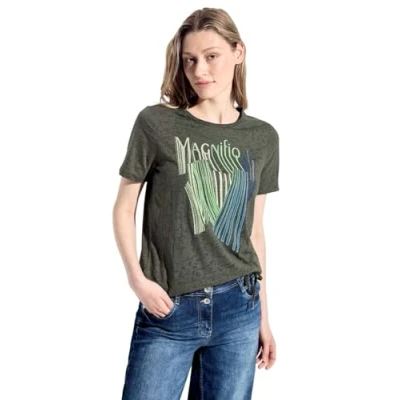 Imagen de CECIL B321297 Camiseta Estampada, Cool Khaki, S Mujeres
