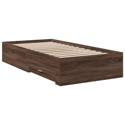 Imagen de vidaXL Cama con Cajones, Somier Individual de Invitados, Estructura Cama, Mueble para Dormitorio, Madera Ingeniería Marrón Roble 90x190 cm