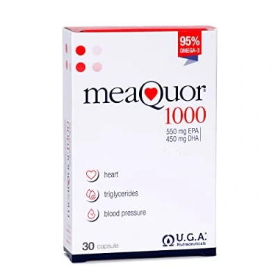 Imagen de Omegor Meaquor 1000 Suplemento Omega 3 Certificado IFOS 5 Estrellas (30 Softgels) ‒ mg de EPA y DHA por Dosis, 95% Libre Metales Pesados, Sin Sabor a Pescado