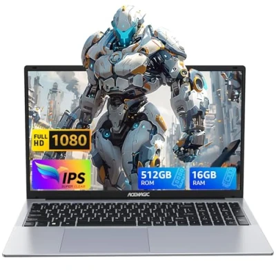 Imagen de ACEMAGIC Ordenador Portátil,15,6 Pulgadas,Alder Lake N 95(DERROTA A N100/N5095) Portátil,16GB DDR4 512GB SSD Expansión 2TB,1920 * 1080, Gris Portátil WiFi,BT5.0,2024(Gris)