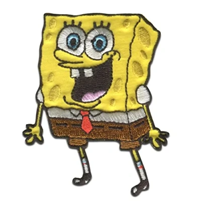 Imagen de Comercial Mercera Bob Esponja Good Mood impreso Parches Termoadhesivos Bordados Aplique Para Ropa, Tamaño: 6,5 x 5,5 cm