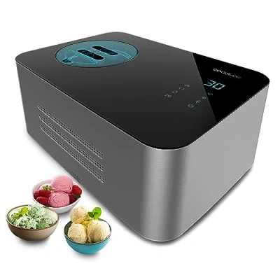 Imagen de Cecotec Heladera con Compresor de 1,5 L Gelacy 1500 Touch. 150 W, Máquina hacer Helados, Pantalla Táctil, Ventana Control, Motor Extraíble, Helados en 30 minutos