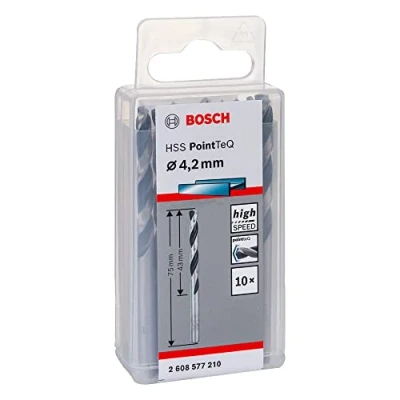 Imagen de Bosch Professional 10 brocas helicoidales HSS PointTeQ (para metal, 4,2 x 43 75 mm, accesorio de taladro), Diámetro 4.2 mm