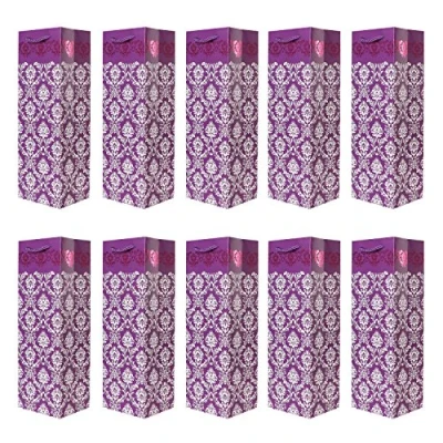 Imagen de Paquete de 10 pieces bolsos la botella regalo morado para vino, cava y champán 36x12x10