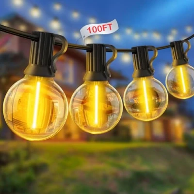 Imagen de YRATERVSR Guirnalda Luces Exterior Jardín Led 30M G40 Bombillas 100ft Luz Exteriores Guirnaldas IP44 Impermeable Conectable para Fiesta Pergolas
