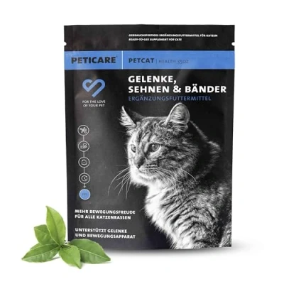 Imagen de Peticare articulaciones artrosis Polvo para Gatos con MSM, colágeno fortalece Huesos, Aparato de la Cadera sin Comprimidos alimento complementario Natural petCat Health 3502