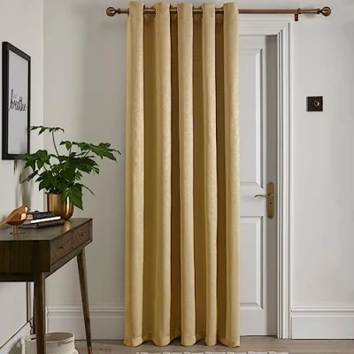 Imagen de Fusion Strata Cortina de Puerta con Ojales Tejido atenuado 168 x 214 cm Ancho caída en Ocre