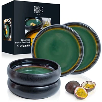 Imagen de Moritz &amp; SOLID 4 platos de sopa gres 19 cm Bowl para sopa, pasta, ensalada o cereales