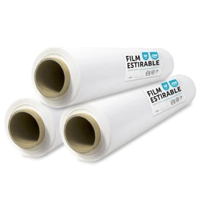 Imagen de Film Blanco para Embalar, Plástico Cubretodo, color Embalaje de Cajas Mudanzas, Proteger Muebles y Envíos, Medidas 50 cm x 200 m estirables · office (Blanco, 3 uds)