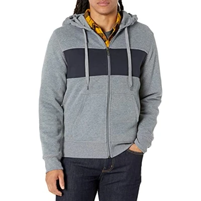 Imagen de Amazon Essentials Chaqueta de Felpa con Cremallera Completa (Disponible en Tallas Grandes y Largos Especiales) Hombre, Negro Gris Mezcla, S