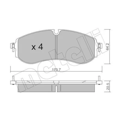 Imagen de METELLI 22 1263 0 Juego de pastillas freno preparado para indicador desgaste VOLKSWAGEN: Crafter Furgón, Camión plataforma/Chasis