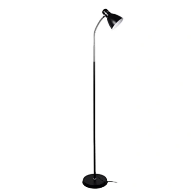 Imagen de BEL AIR HOME Pie de Salón Megara Blanco Metal 155 cm altura Portalámparas E 27 para iluminar cualquier espacio manera versátil y elegante (NEGRO)
