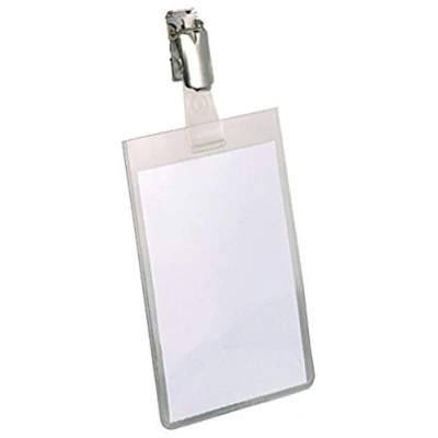 Imagen de Durable 800219 Portanombres (con clip, 90 x 60 mm, plástico) Paquete de 25 piezas, transparente