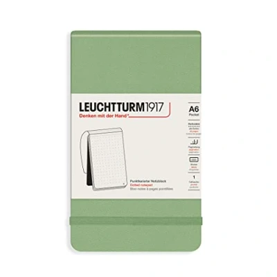 Imagen de LEUCHTTURM1917 364415 Bloc de notas Pocket (A6) 90 x 150 mm, Tapa Dura, 184 páginas numeradas, Sage, Puntos