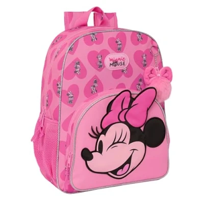 Imagen de MINNIE MOUSE LOVING Mochila Escolar Niño, Infantil, Adaptable a Carro, Ideal para Niños en Edad Escolar, Cómoda y Versátil, Calidad Resistencia, 33x14x42 cm, Color Rosa