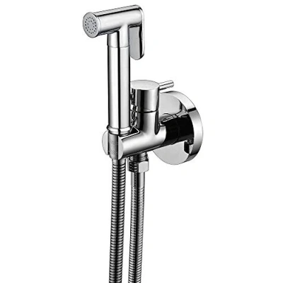Imagen de Kibath L473551 Grifo para el WC, higiene íntima sustitución del Bidet, Monomando Agua fría y Caliente con Ducha de Mano. Diseño Redondo, Cromo Brillo