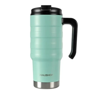 Imagen de HAUSHOF Botella de Agua 700 ml / 24 oz, Vaso Termico Café, Termo Taza Termica doble pared, Viaje Acero Inoxidable, Mantiene horas frías y 6 calientes, sin BPA