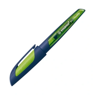 Imagen de STABILO Pluma estilográfica escolar con plumín estándar M Easybuddy Twilight Sky en color azul acero/lima (borrable), incluye cartucho