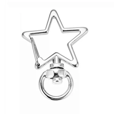 Imagen de Healifty 50 cierres de metal giratorios en forma estrella con cierre mosquetón para llavero, manualidades, joyería, búsqueda (plata)