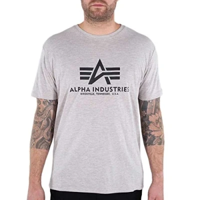 Imagen de ALPHA INDUSTRIES Basic Camiseta, Beige (Hazel Melange), L para Hombre