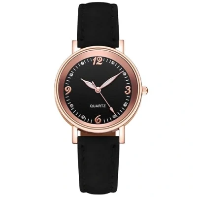 Imagen de Ziyan Reloj de pulsera para mujer, clásico, muy claro, analógico, cuarzo, con correa piel, Negro
