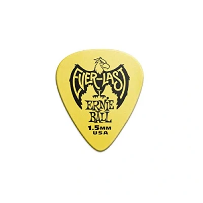 Imagen de Ernie Ball Everlast Púas para guitarra, 1,5 mm, 12 unidades, color amarillo