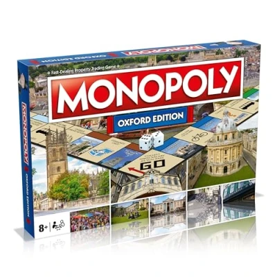 Imagen de Winning Moves Juego de Mesa Oxford Monopoly, avanza por el Tablero e intercambia tu Camino hacia éxito, Regalo para Mayores 8 años