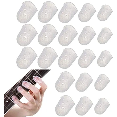 Imagen de 40 piezas 5 tamaños Dedos de guitarra Protección dedos, para instrumentos cuerda ukelele bajo (transparente)