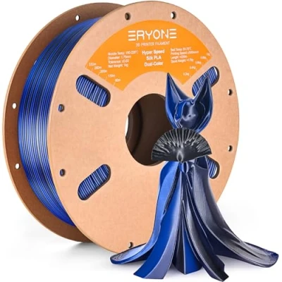 Imagen de ERYONE High Speed Filament Silk PLA for 3D Printer 1.75mm +/ 0.03mm, Rapid Printing Filament, 30 500mm/s Hyper 1kg(2.2LBS)/Spool, Midnight Blue &amp; Black