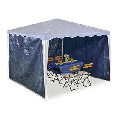 Imagen de Relaxdays Laterales para Carpa Impermeables, Set de 3, 2x3 m, Cierre Contacto, Poliéster, sin Ventanas, Azul Oscuro, 200 x 300 0.1 cm