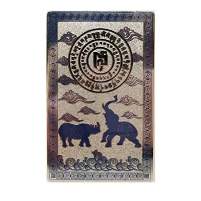 Imagen de Feng Shui Blue Rhino Tarjeta de felicitación Talisman con diseño Elefante
