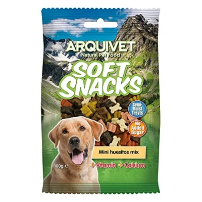 Imagen de ARQUIVET Soft Snacks para Perro Mini Huesitos Mix Pack 14 x 100 g Naturales Perros de Todas Las Razas Premios, recompensas, chuches