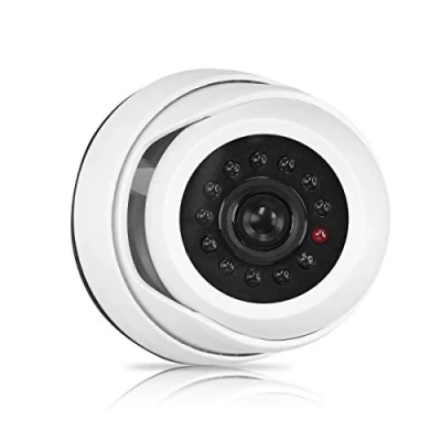 Imagen de kwmobile Cámara de vigilancia Falsa simulada Seguridad con luz LED Parpadeante disuasoria para Exterior e Interior Blanca