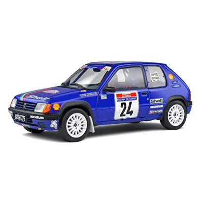 Imagen de Solido S1801711 1:18 Peugeot 205 Rallye PTS Tour de Corse 1990 Coche en Miniatura Coleccionable, Multi