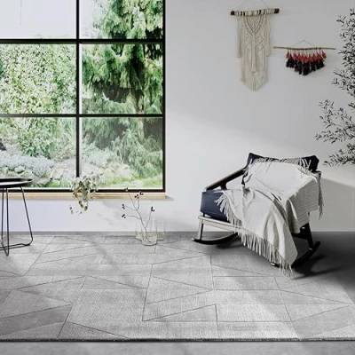 Imagen de Villeroy &amp; Boch Ursule Alfombra de Lana Natural para salón, Tejida a Mano y respetuosa con el Medio Ambiente, Boho Dormitorio, Comedor, Pasillo, Cocina, Gris, 80 x 150 cm